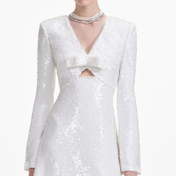 self-portrait White Sequin Mini Dress Size US8 - MSRP $585 -  NWT - Picture 4 of 9